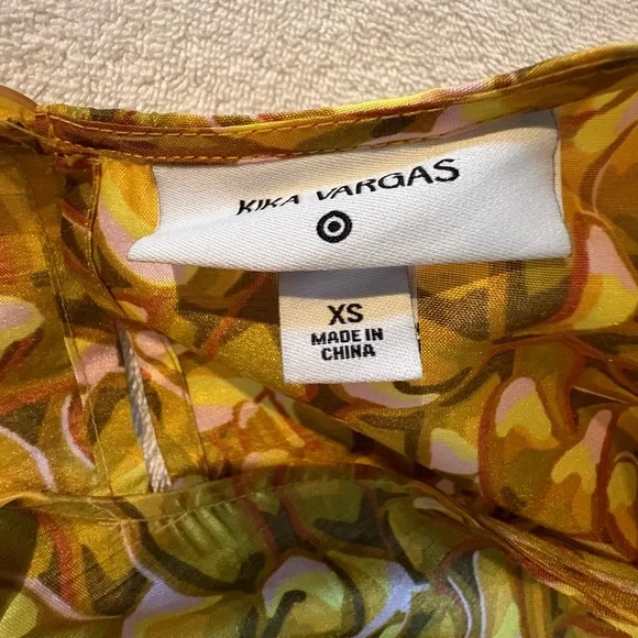 Kika Vargas x Target Gold Mum Floral Puff Sleeve Dress XS - Picture 6 of 10